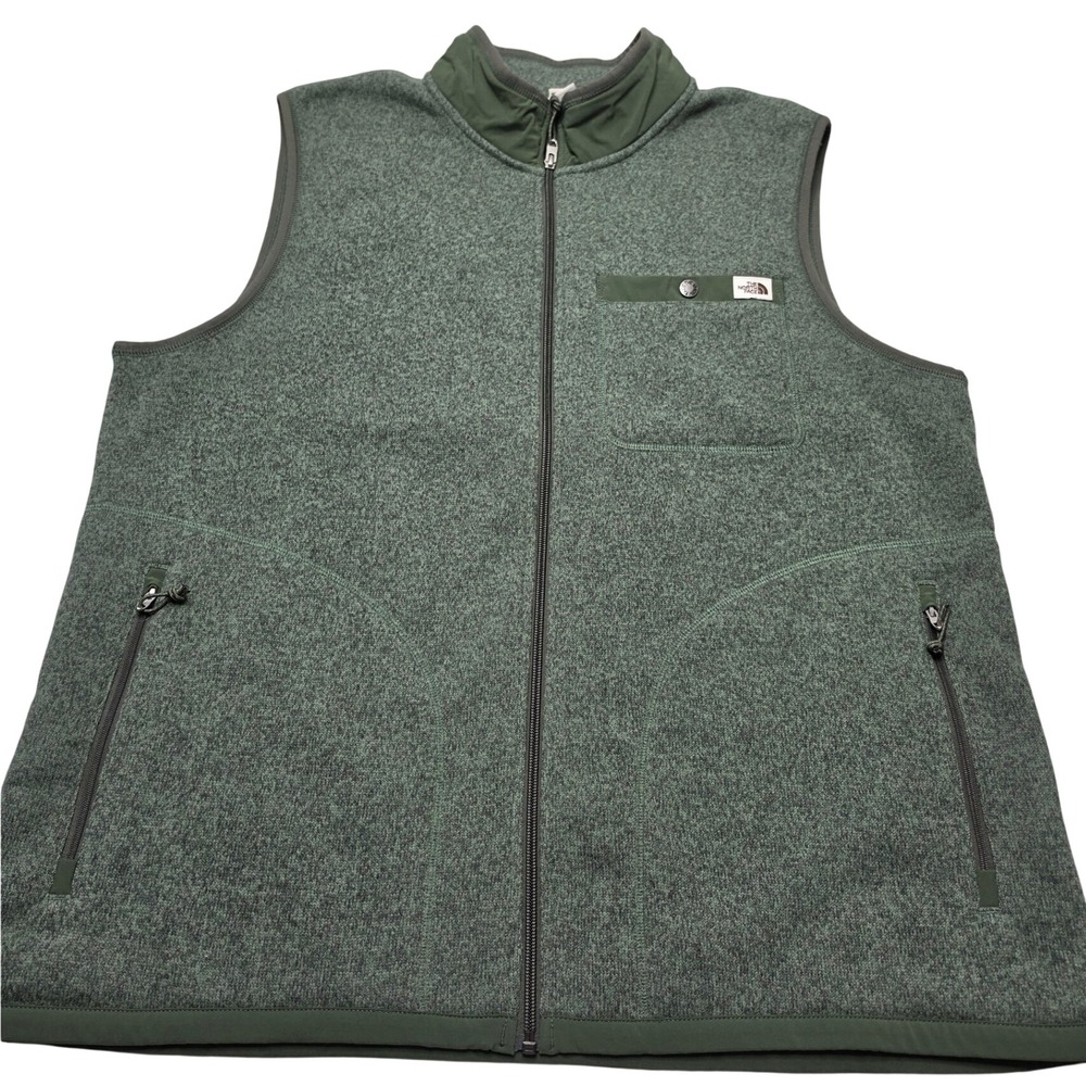 The North Face Mens Gordon Lyons Full Zip Sweater Fleece Vest Green XL
